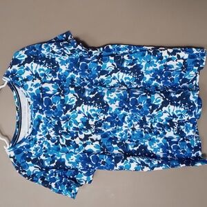 Laura Scott Dark Blue Flowered Tee XL